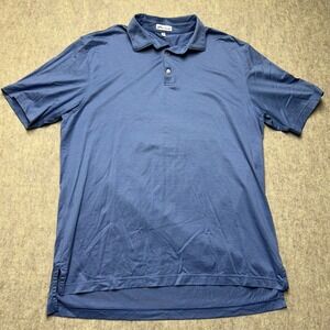 Peter Millar Mens Blue‎ Striped Golf Polo Logo Shirt Casual Athletic Sport L